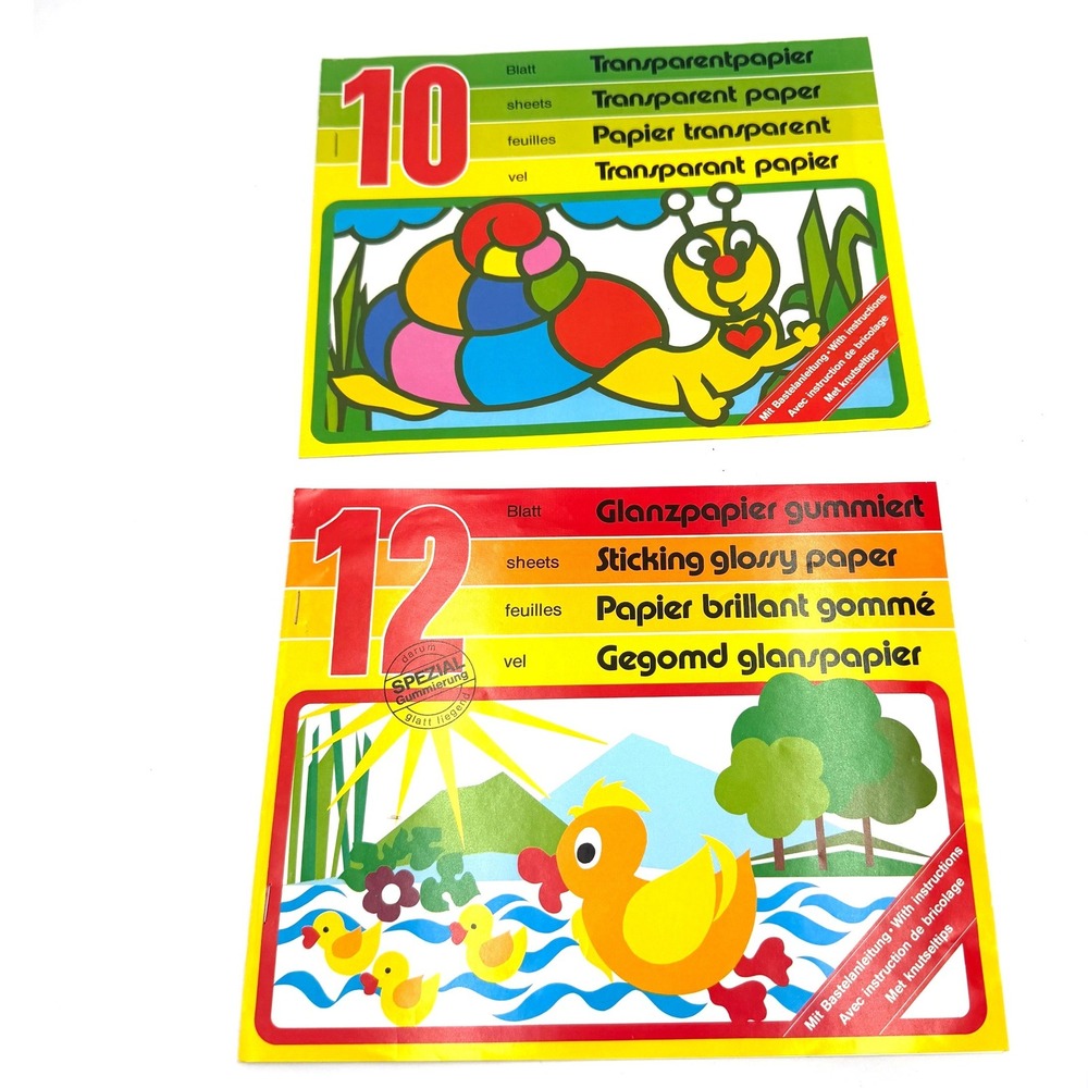 Herlitz Craft Paper Pads Set Transparent & Glossy Gummed W Germany Vintage Multi